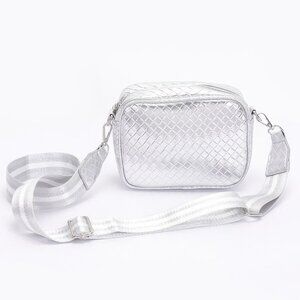 Metallic Embossed Faux Leather Camera Bag W/strap